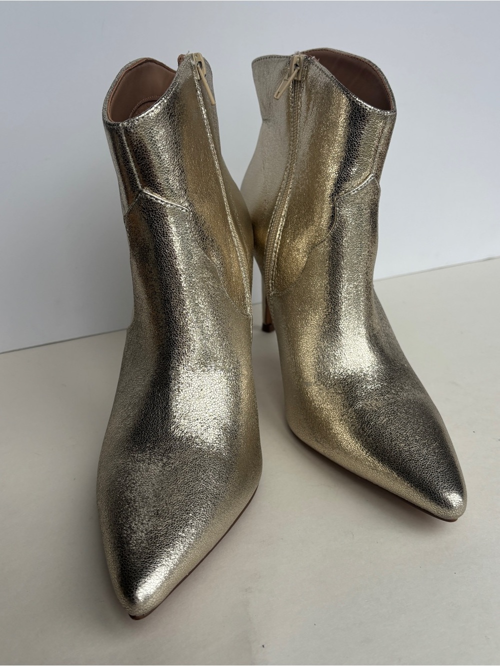 Express Metallic Gold Pointed-Toe Ankle Booties